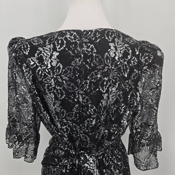 VAMPIRE'S WIFE X H&M "Mystique" Lace Mini Dress Black Silver Size Large NWT - Picture 7 of 9